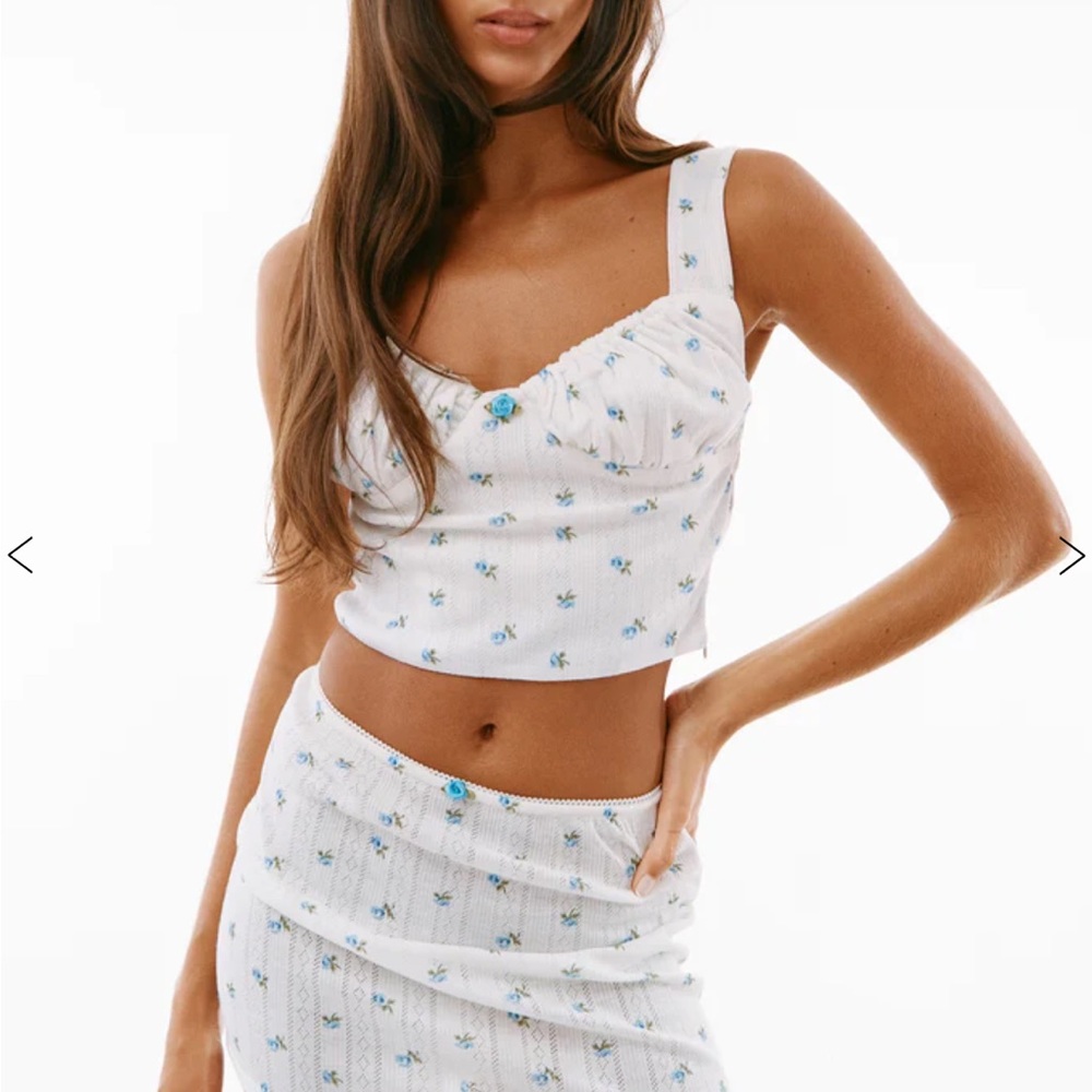 With Jean Bridgette Top Blue Pointelle